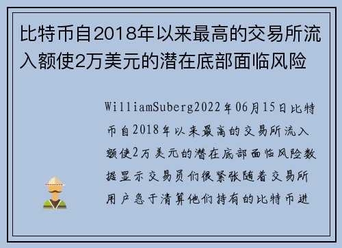 比特币自2018年以来最高的交易所流入额使2万美元的潜在底部面临风险 