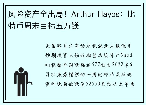 风险资产全出局！Arthur Hayes：比特币周末目标五万镁